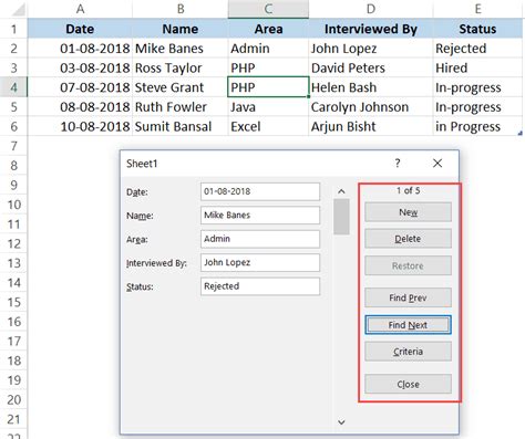 how to create data form in excel