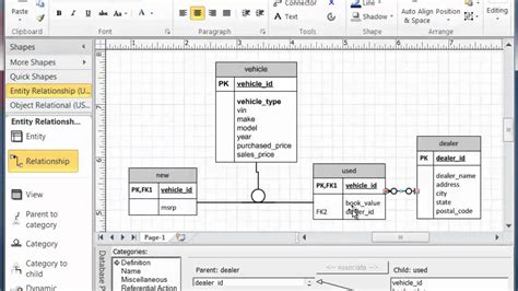 how to create database diagram in visio