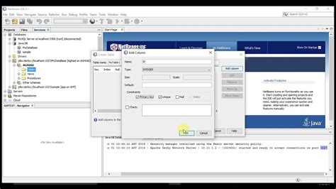 how to create database in netbeans