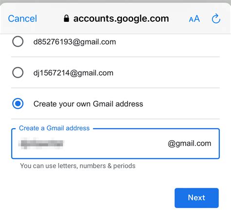 how to create email account in phone