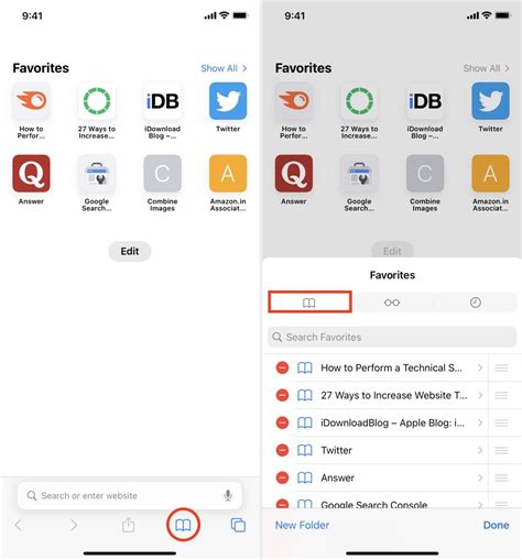 how to create favorites in safari