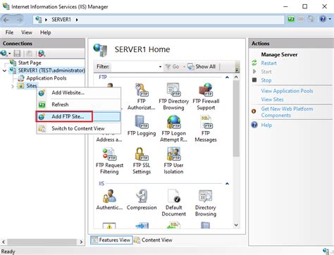 how to create ftp site in iis