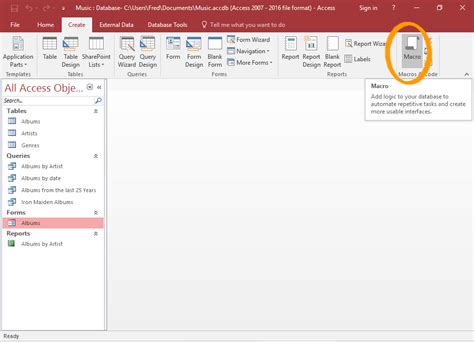 how to create macro in ms access