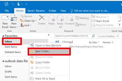 how to create new folder in mail