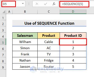 how to create sequence in excel