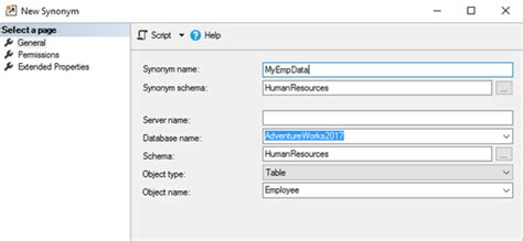how to create synonym in sql server
