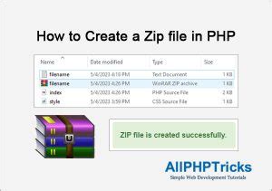how to create zip file in php