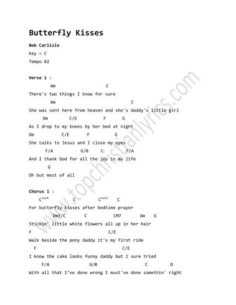 how to dance to butterfly kisses chords printable