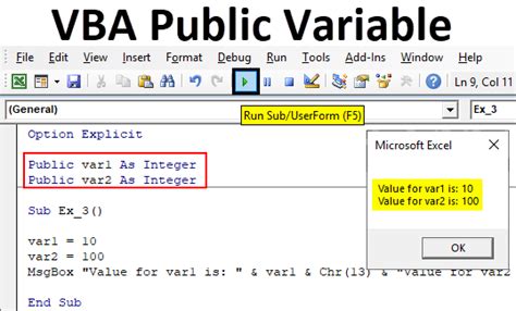 how to declare public variable in vba