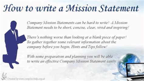 how to define a company mission statement format