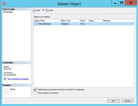how to delete database in sql server