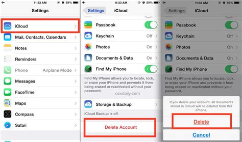how to delete icloud account from phone