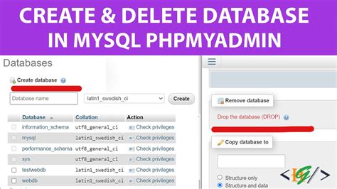 how to delete mysql database in phpmyadmin