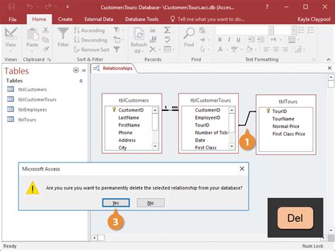 how to delete relationships in access