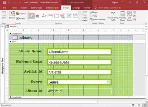 how to design form in ms access