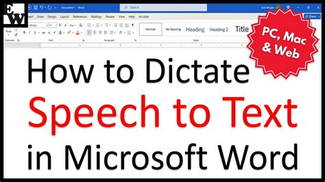 how to dictate text in word