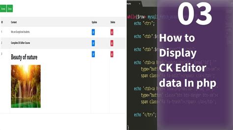 how to display ckeditor data in php