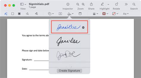 how to do a signature in preview