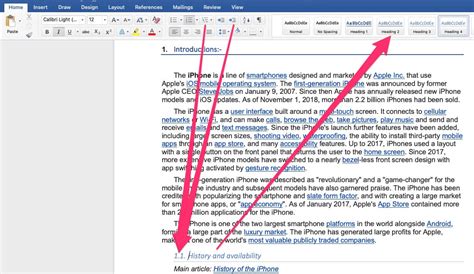 how to do an appendix in word