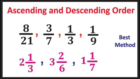 how to do ascending order in fractions