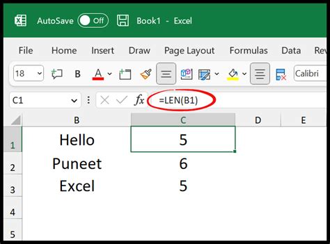 how to do character count in excel