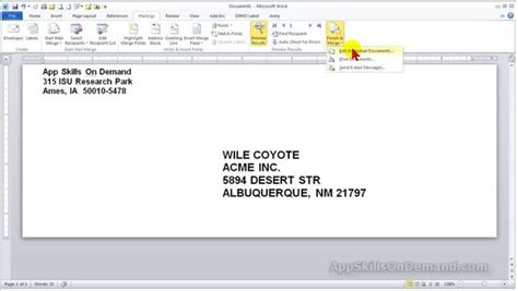 how to do envelopes in word