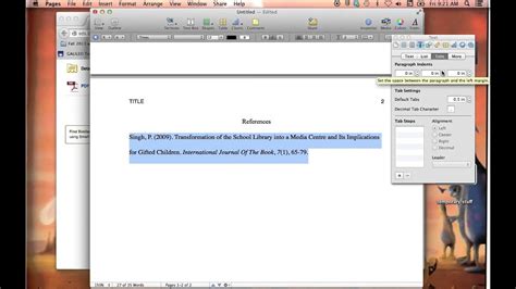 how to do hanging indent in pages