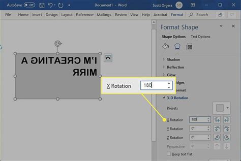 how to do mirror image on word
