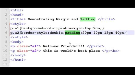 how to do padding in html