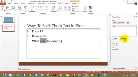 how to do spell check on powerpoint