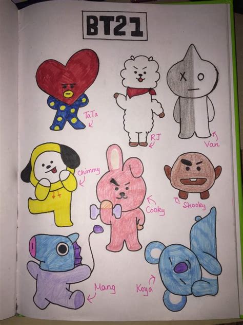 how to draw BT21💜 #bt21 #bt21bts #bts #tinytan #shortsvideo # ...