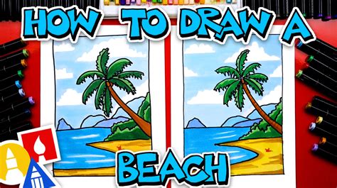 how to draw a beach for kids