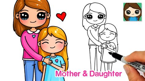 how to draw a girl and her mom