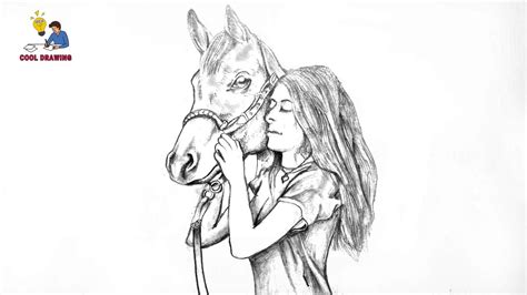 how to draw a girl and horses