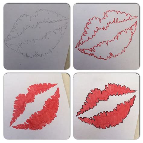 how to draw a kiss mark