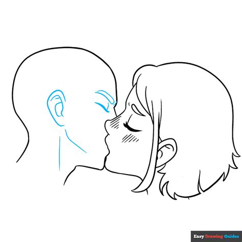 how to draw a kissing anime couple face