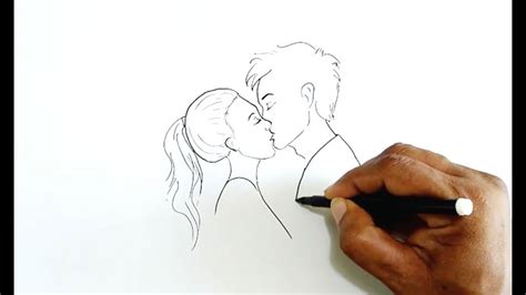 how to draw a kissing scene