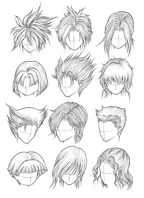 anime hair drawing step by step