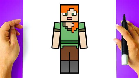 how to draw a minecraft alex