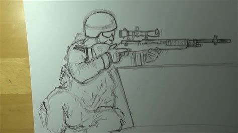 how to draw a soldier, U.S. Sniper - YouTube