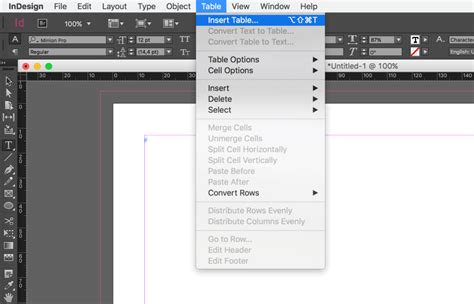 how to draw a table in indesign