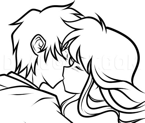 how to draw anime couple kissing bases