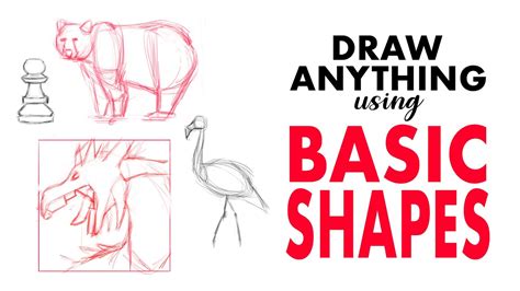 How To Draw Anything Using Simple Shapes Youtube Draw Animals Using Shapes - Draw Animals Using Shapes