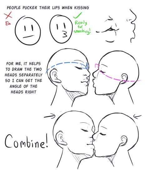 how to draw kissing cheeks black and white
