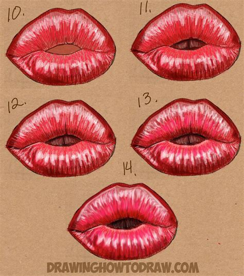 how to draw kissing lips step by step