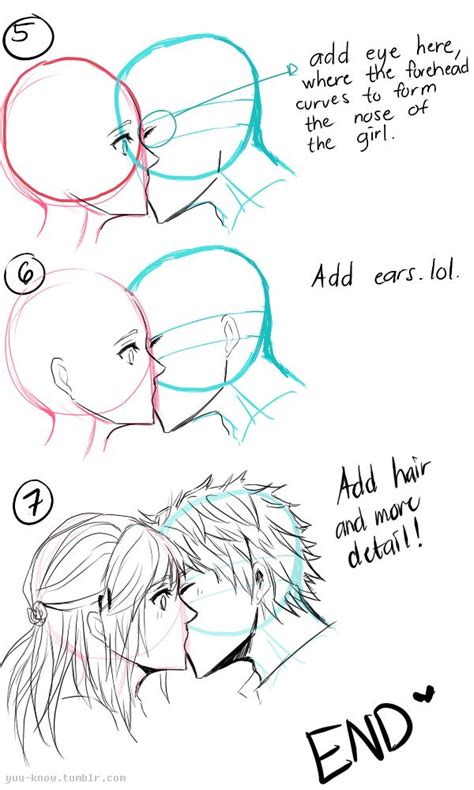 how to draw kissing manga characters