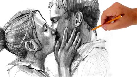 how to draw kissing people