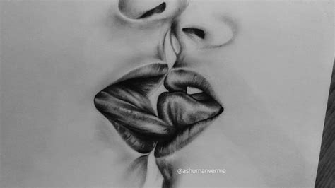 how to draw lips kissing hearts images