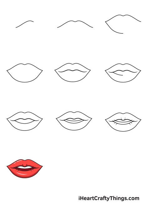 how to draw lips step by step cartoons