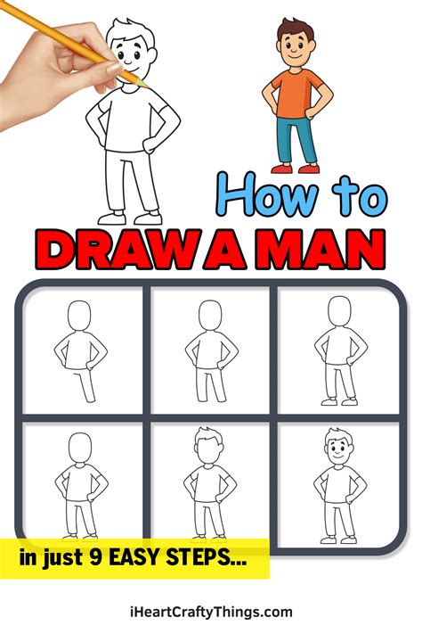 how to draw man step by step